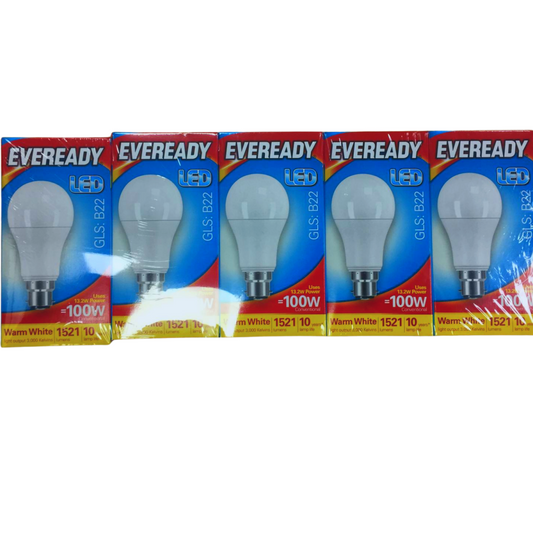 Eveready LED Bulb 1521LM GLS B22  Warm White 100W Pack of 5